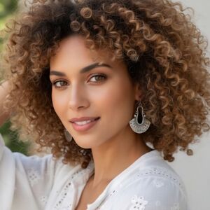 Boho Chic Antique Silver Plated Fan-Shaped Dangle Trendy Earrings